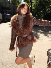 Zoya Brown Shearling Short Coat
