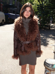 Zoya Brown Shearling Short Coat