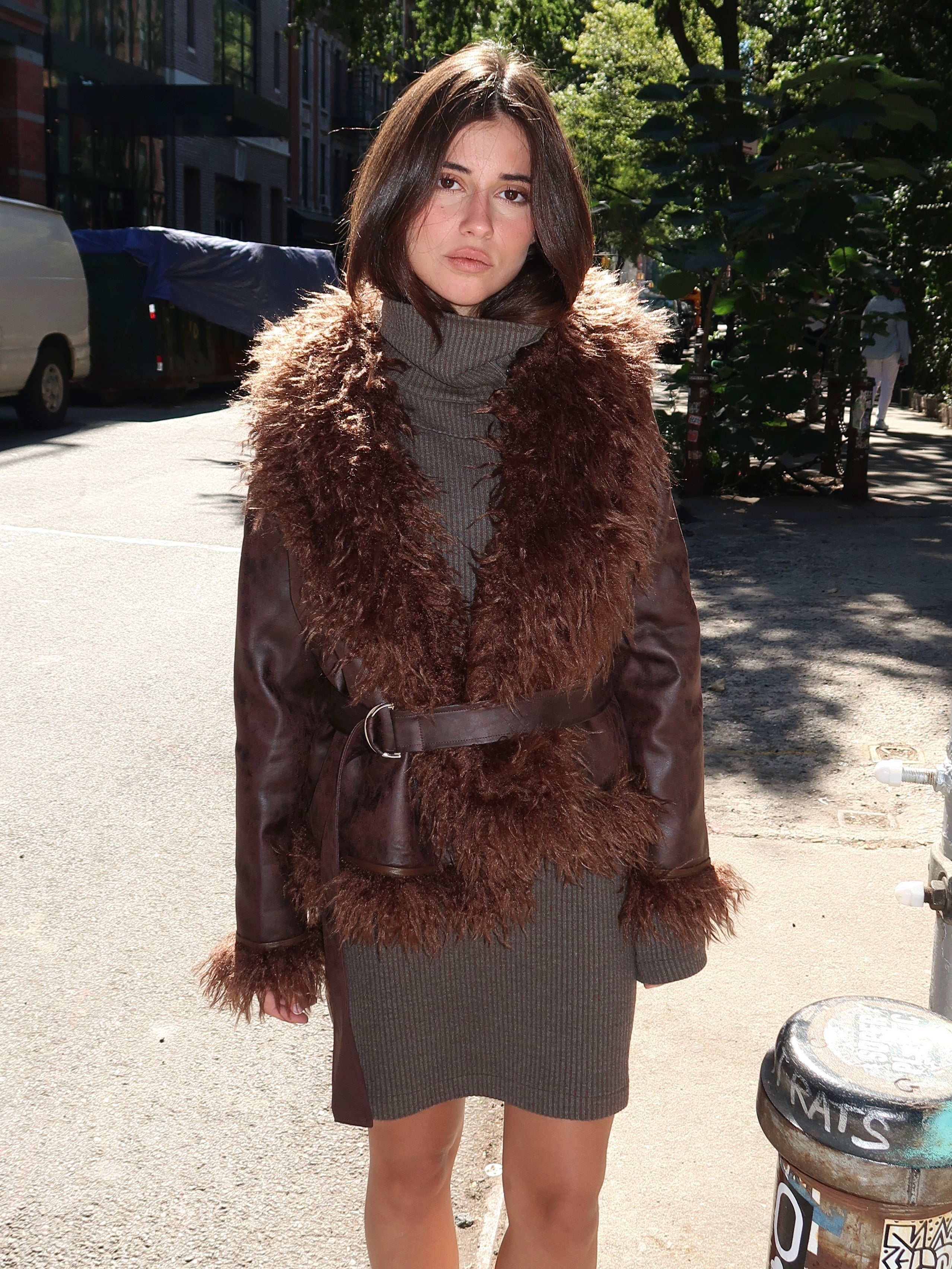 Zoya Brown Shearling Short Coat