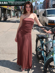 Portillo Strapless Dress in Brown