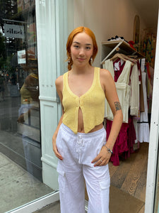 Knit Crop Vest in Yellow