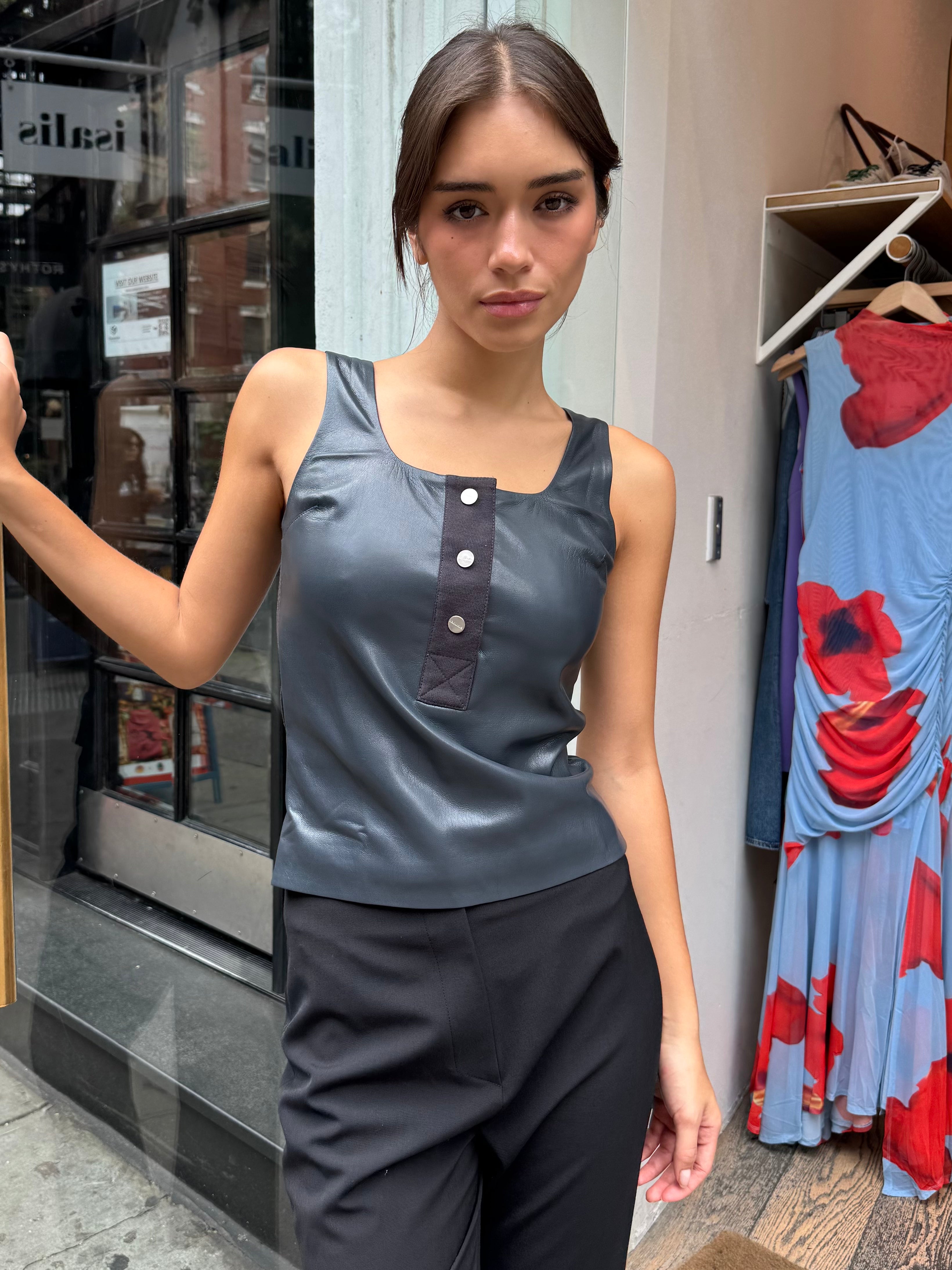 Anesa Top in Steel Blue/Grey