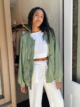 Load image into Gallery viewer, Vondi Oversized Bomber Jacket in Pistachio
