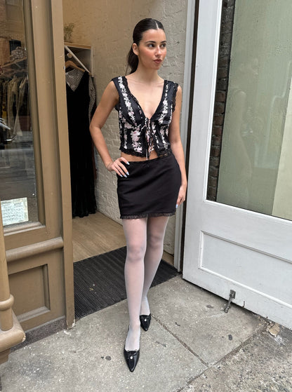 Sarah Mini Slip Skirt in Black