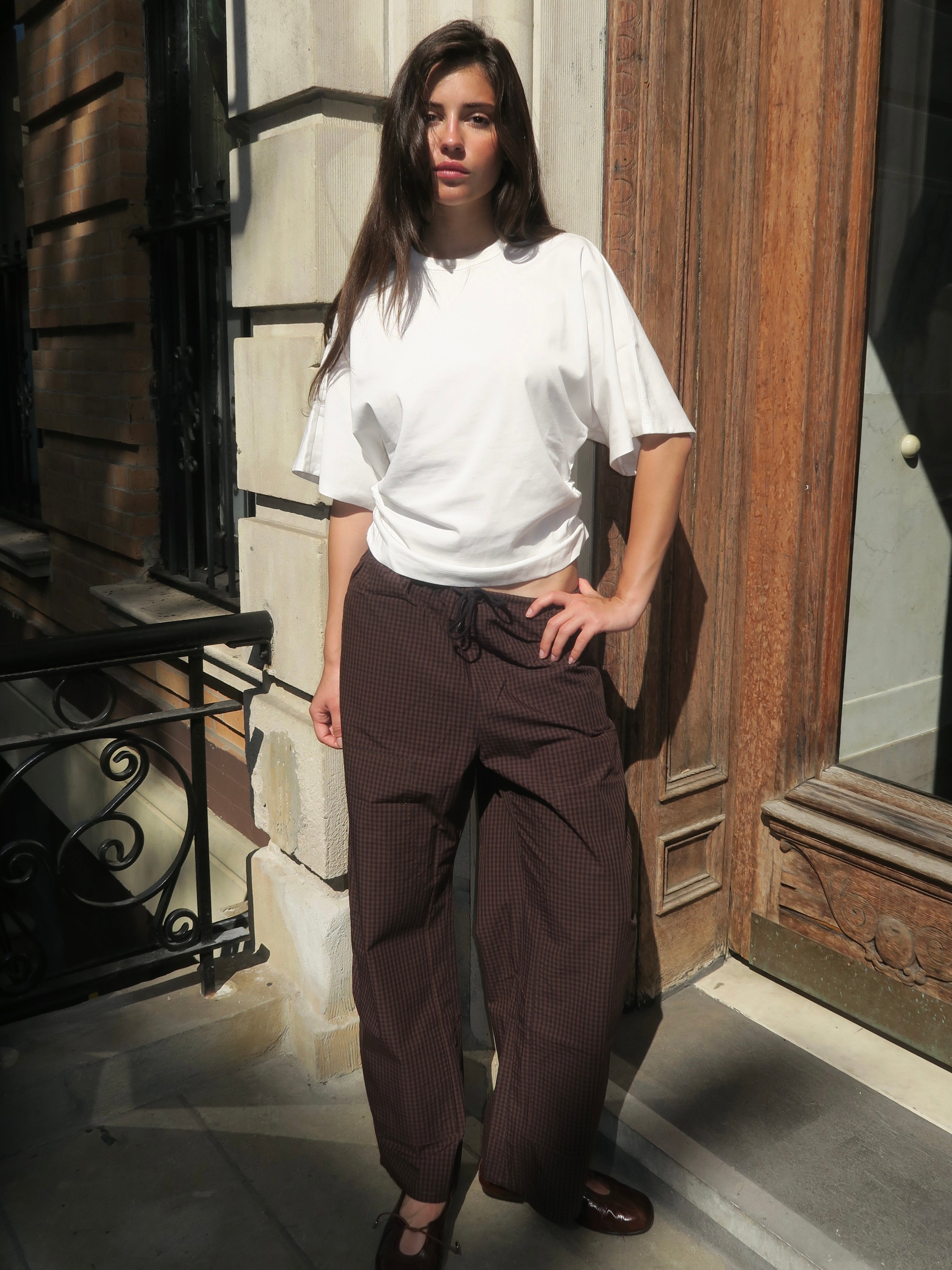 Theo Drawstring Poplin Pant in Hot Toddy