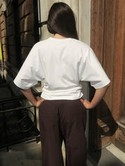 Veronica Kimono Sleeve Cinched Tee in Le Blanc