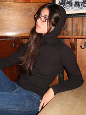 Lena Zip Up Hoodie in Black