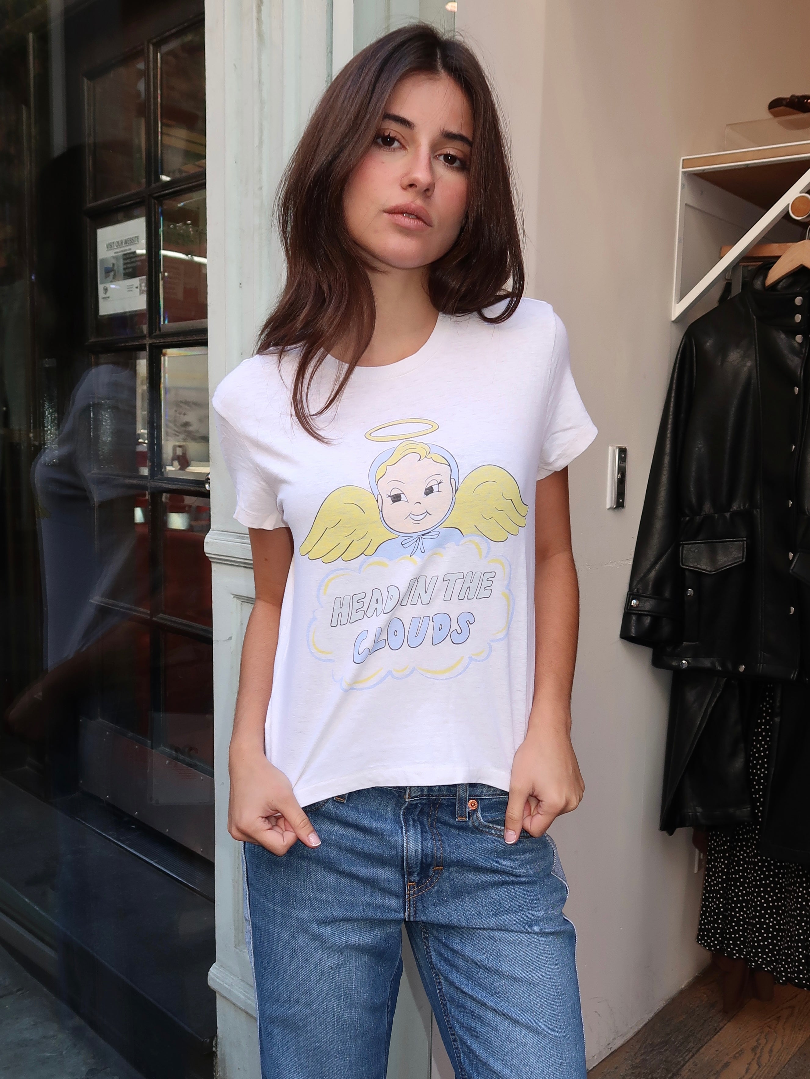 50's Boxy Tee Clouds in Vintage White