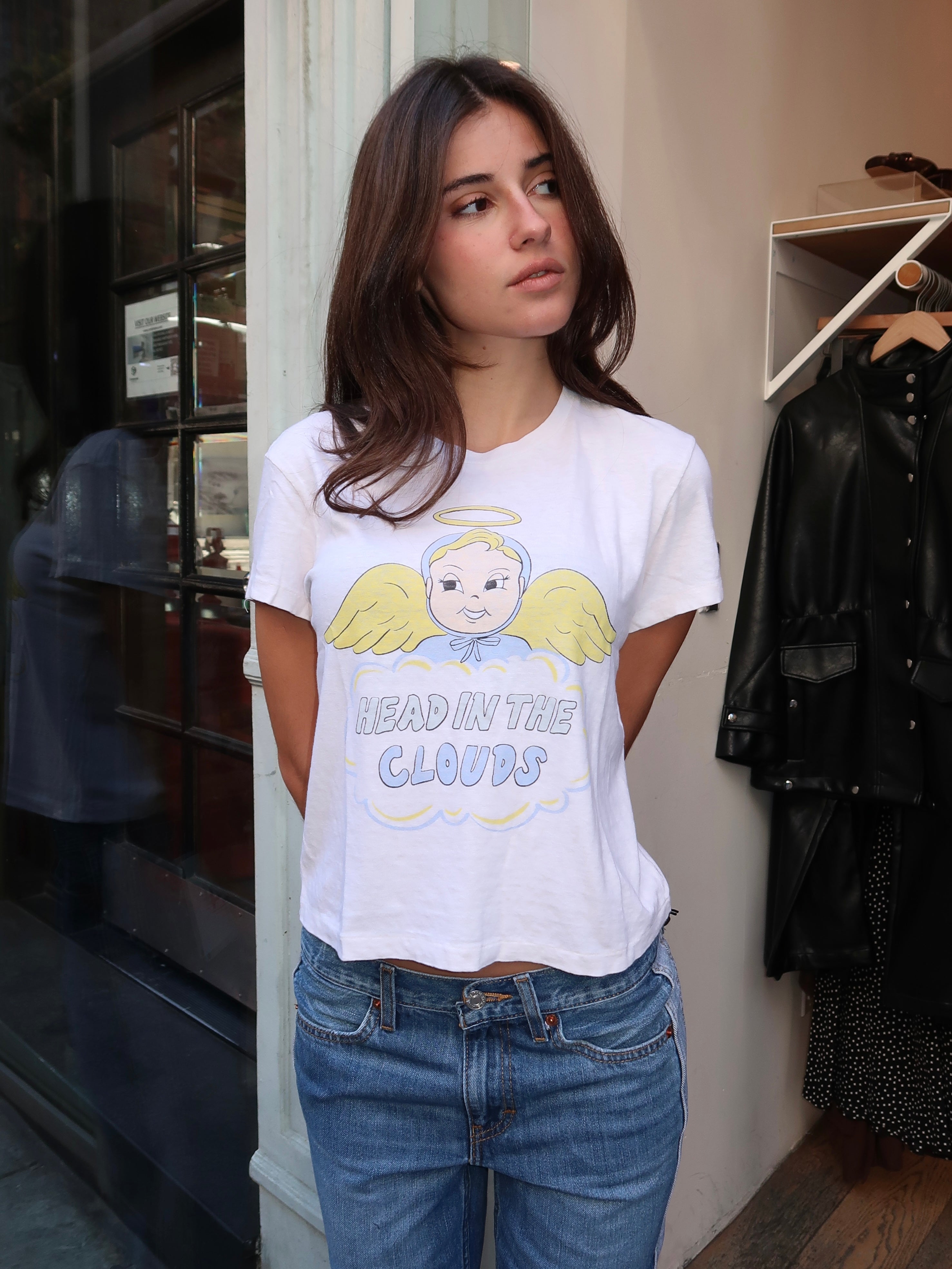 50's Boxy Tee Clouds in Vintage White
