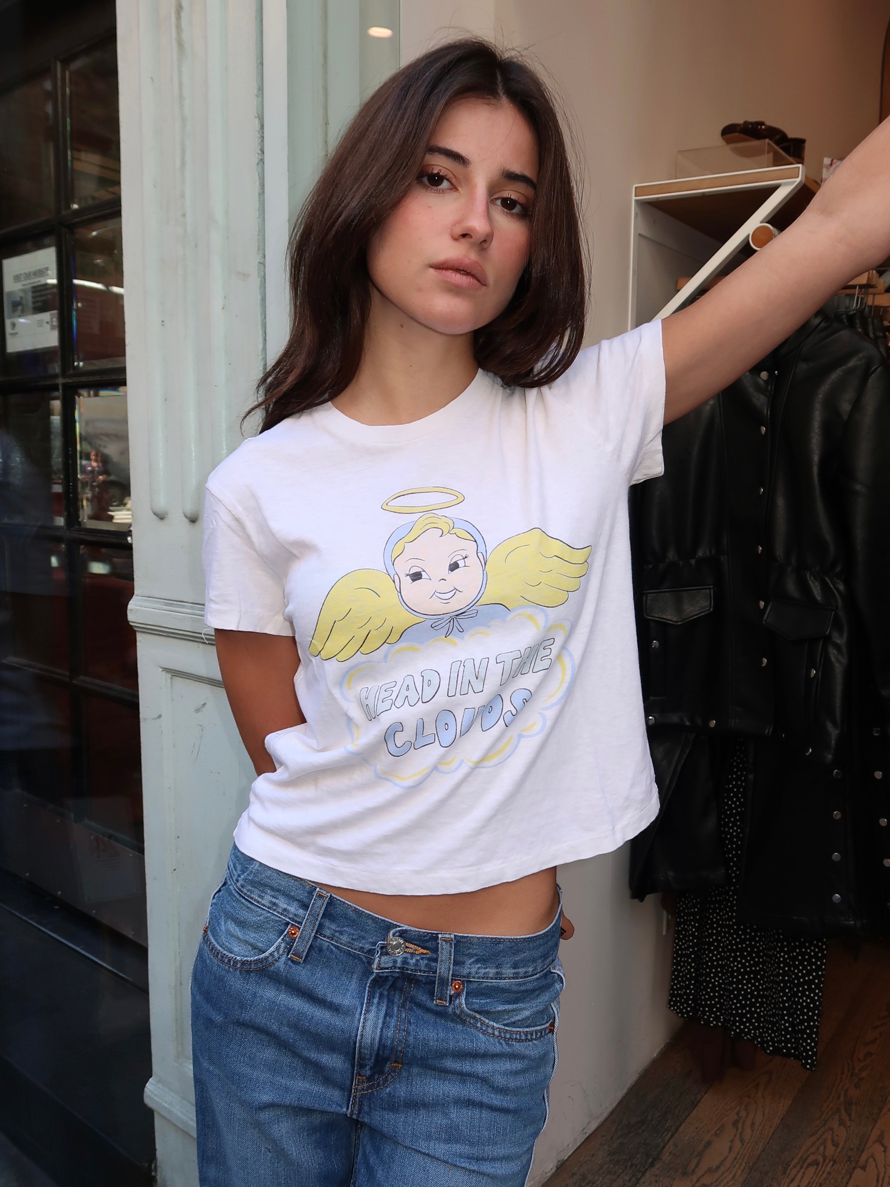 50's Boxy Tee Clouds in Vintage White