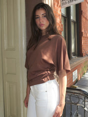 Veronica Kimono Sleeve Cinched Tee in Lindt