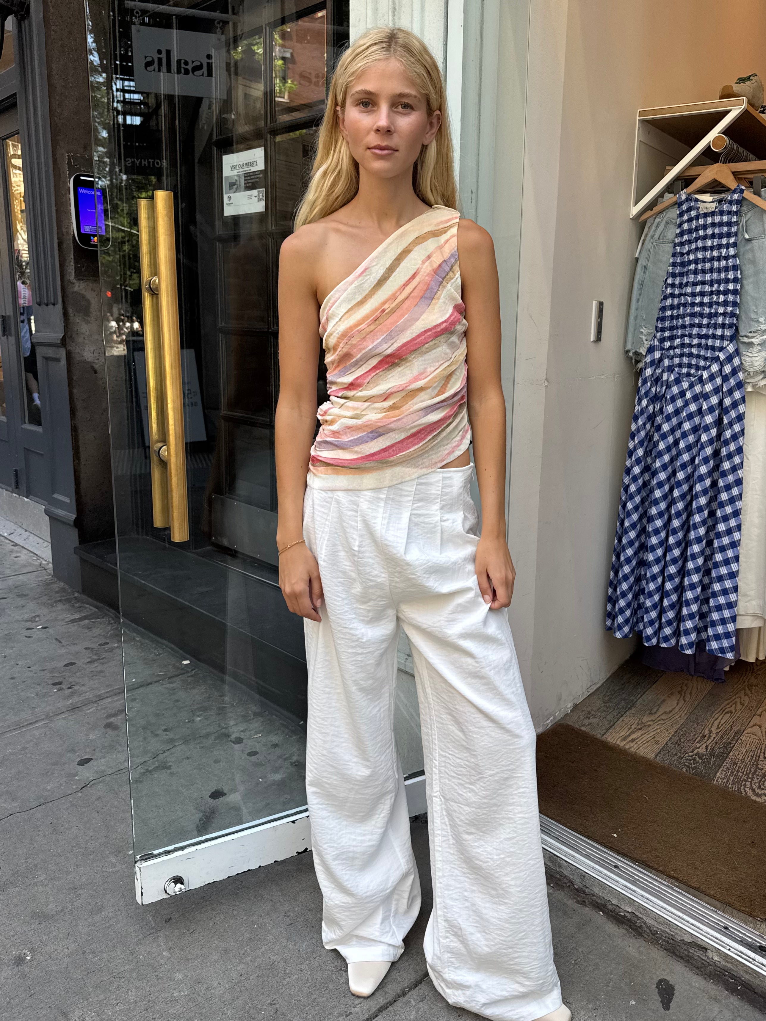 Tilly Pleated Wide Leg Pants in Off White