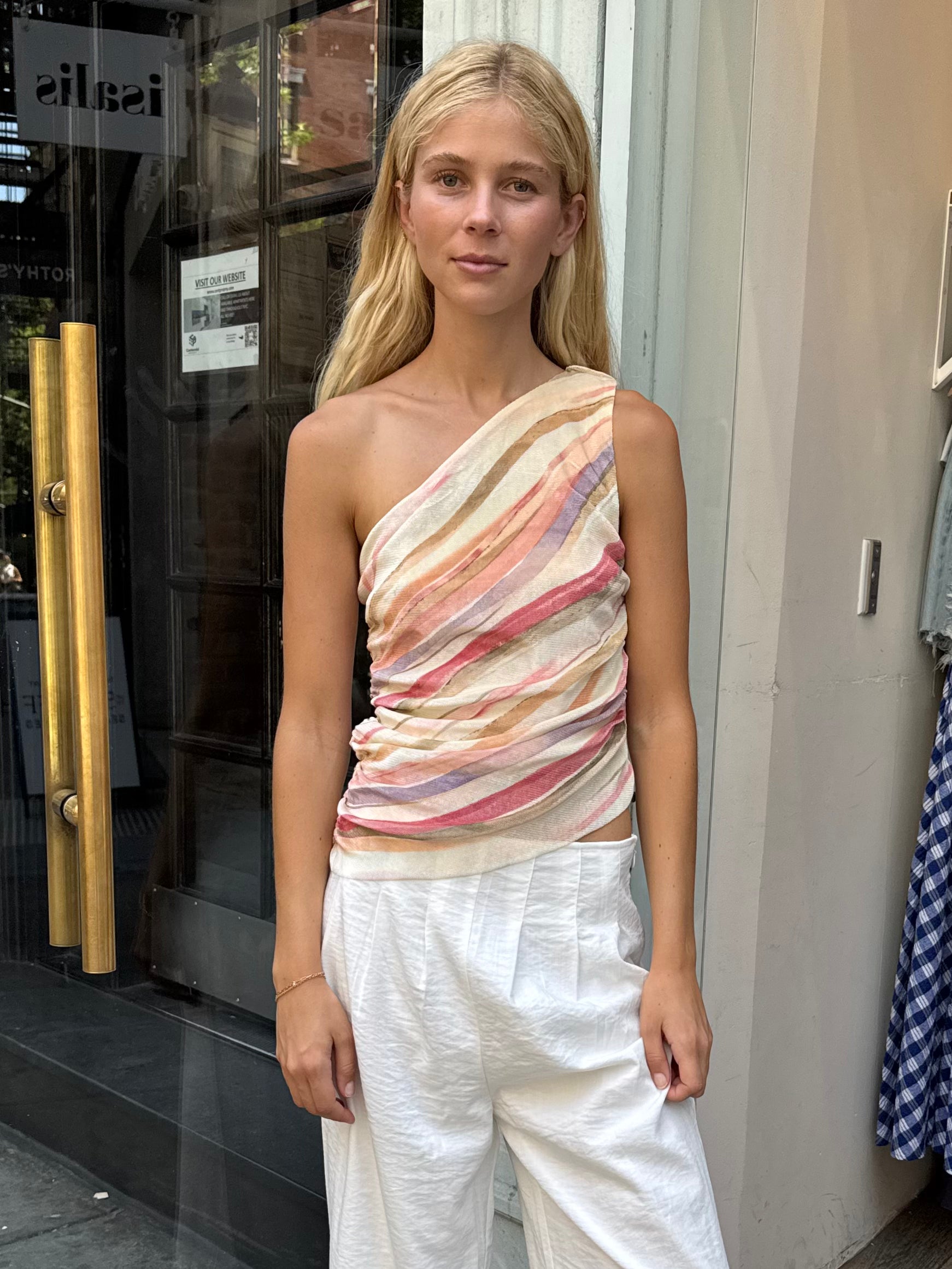 Stinson Asym Top in Sandy Stripe