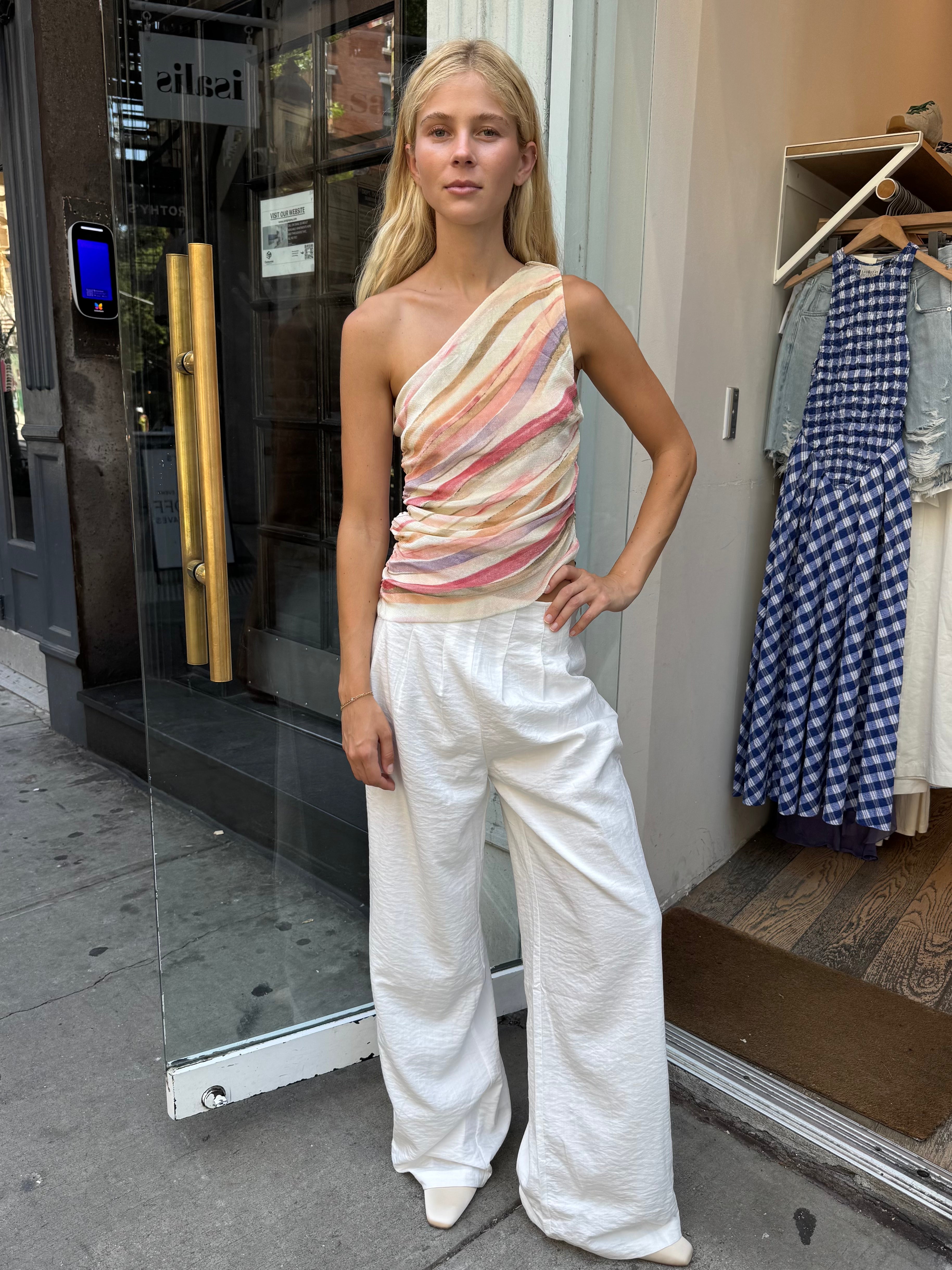 Tilly Pleated Wide Leg Pants in Off White