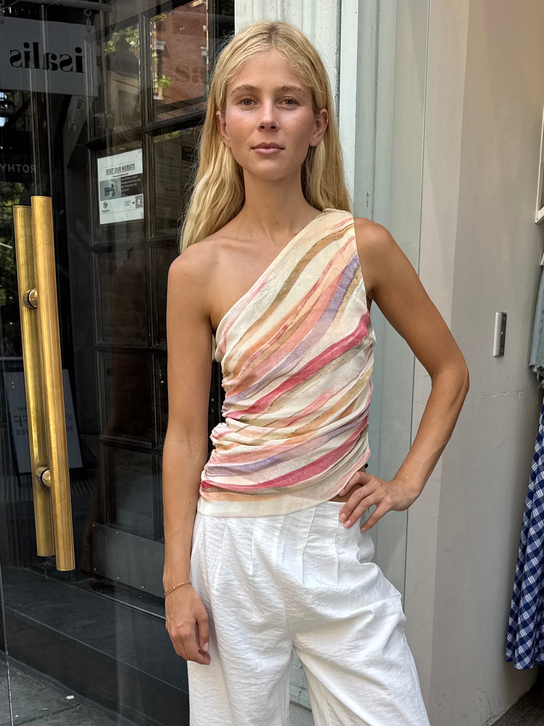 Stinson Asym Top in Sandy Stripe