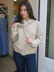Shania Scarf Sweater in Sand Stripe