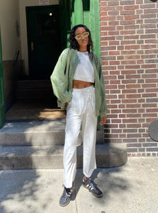 Vondi Oversized Bomber Jacket in Pistachio