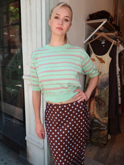 Colette Sweater in Green Stripe