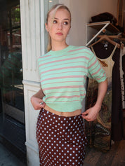 Colette Sweater in Green Stripe