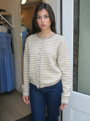 Shania Scarf Sweater in Sand Stripe