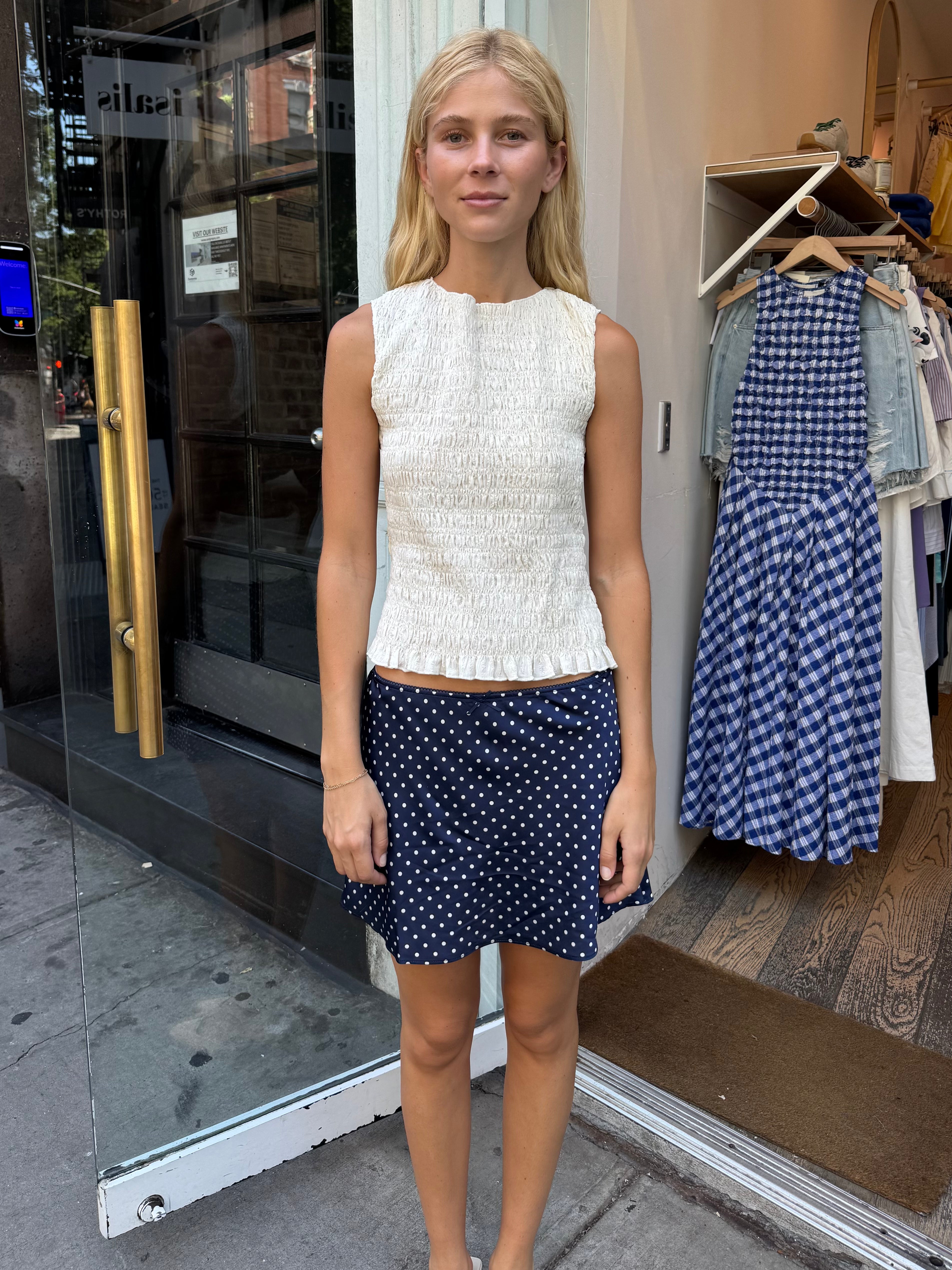 Beverly Smocked Open Back Top in Ivory