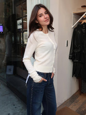 Cashmere Crewneck Cardigan in Ivory