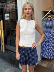 Beverly Smocked Open Back Top in Ivory