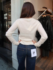 Cashmere Crewneck Cardigan in Ivory
