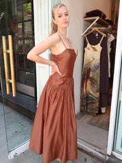 Ovina Dress in Spice Brown