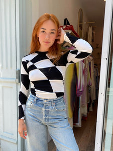 Warped Top in Black/Cream