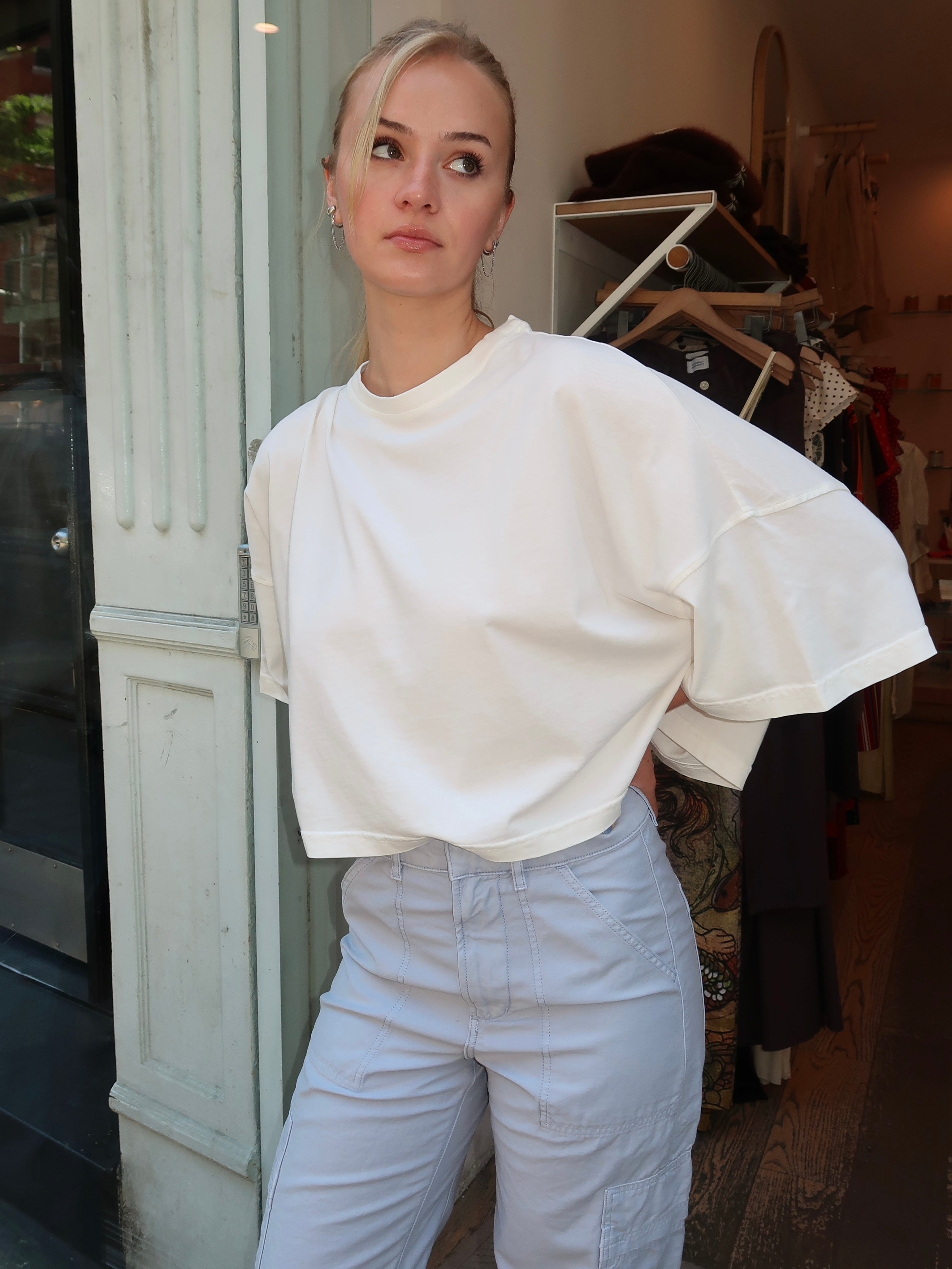 Crop Cape Tee in Pashmina