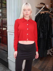 Anselma Cardigan in Red Cashmere