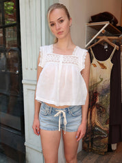 Mia Embroidered Top in White