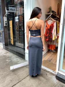 Pine Maxi Skirt in Charcoal Pinstripe
