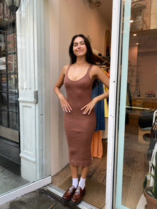 Maize Knit Bodycon Dress in Wood