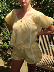 Maura Lace Trim Top in Butter
