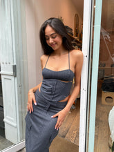 Load image into Gallery viewer, Pine Corset Top in Charcoal Pinstripe
