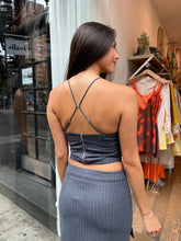 Load image into Gallery viewer, Pine Corset Top in Charcoal Pinstripe
