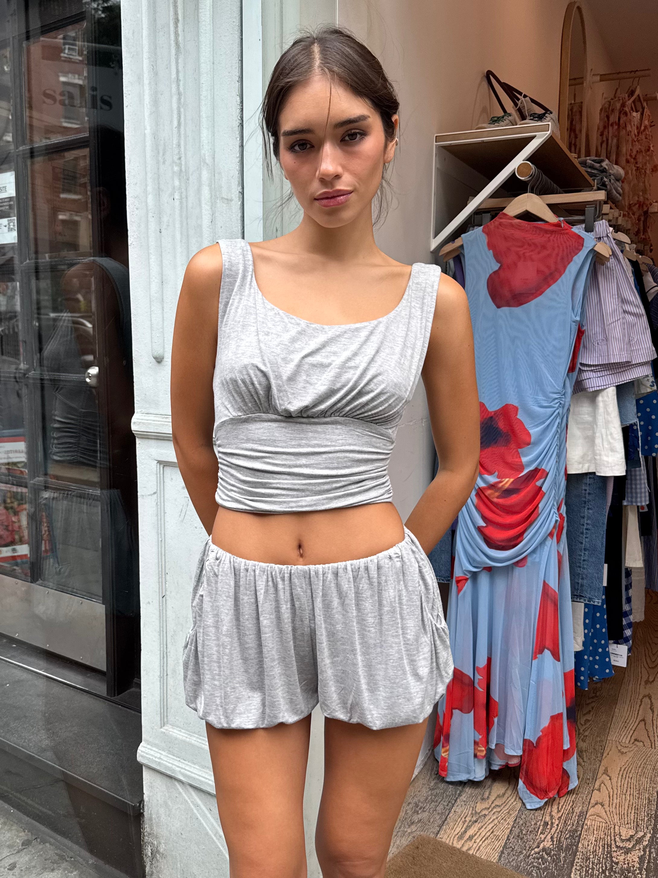 Huda Cowl Neck Top in Grey