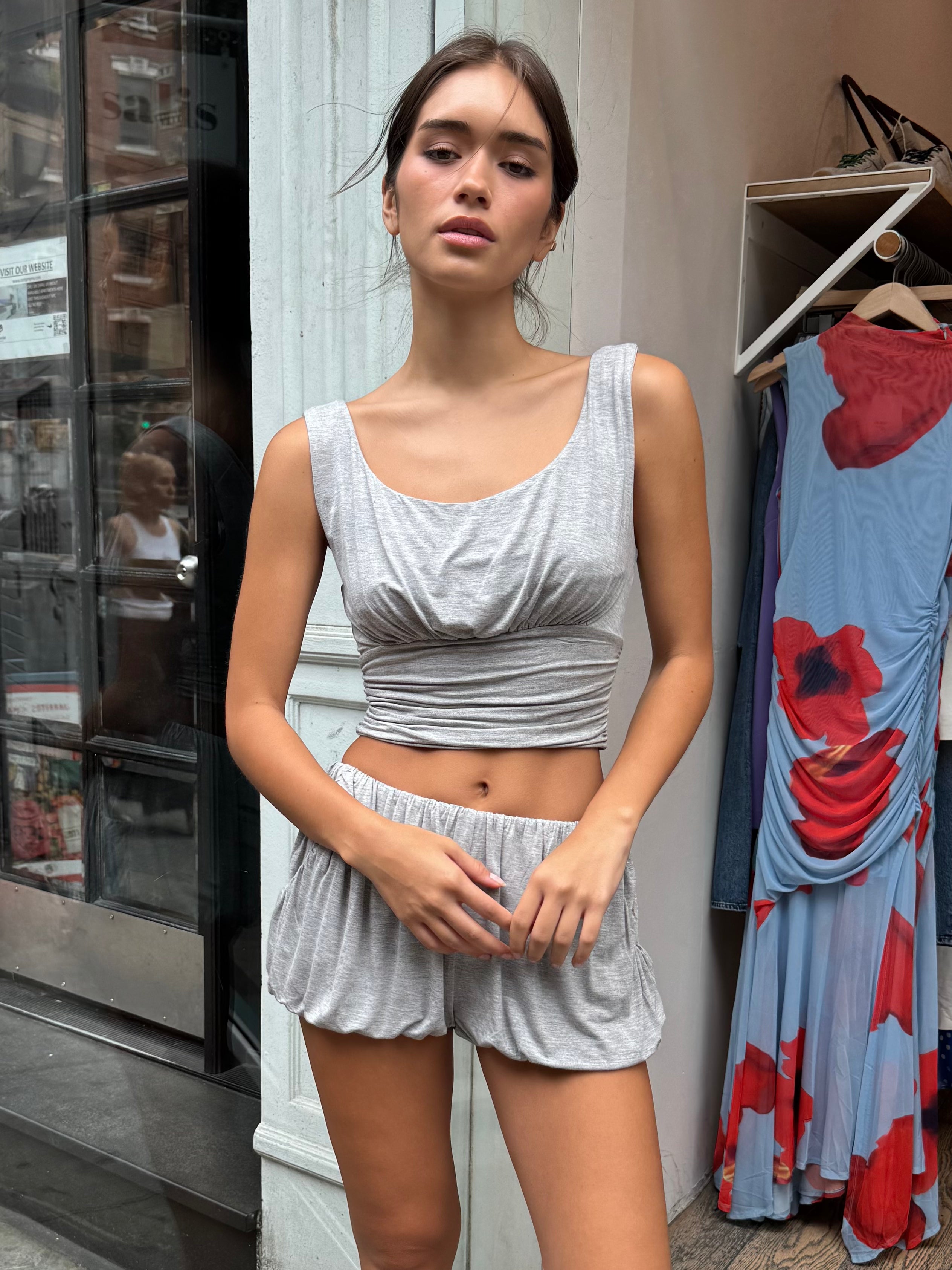 Huda Cowl Neck Top in Grey