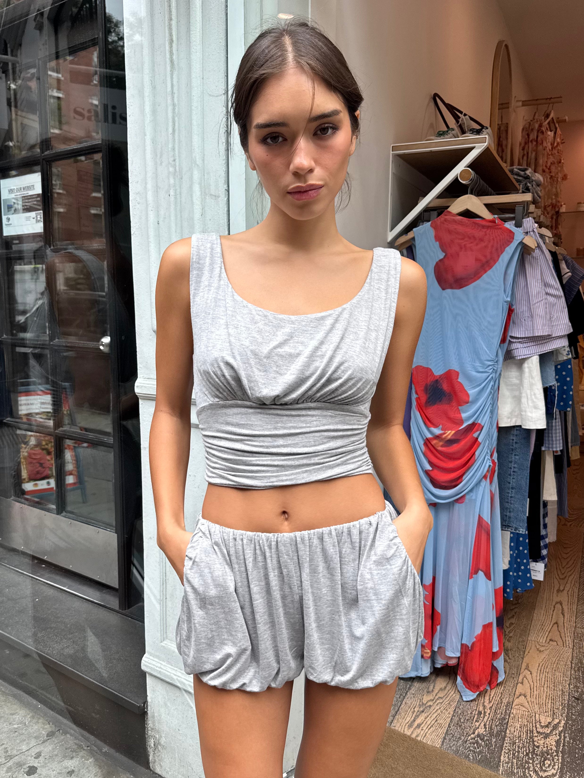 Huda Cowl Neck Top in Grey
