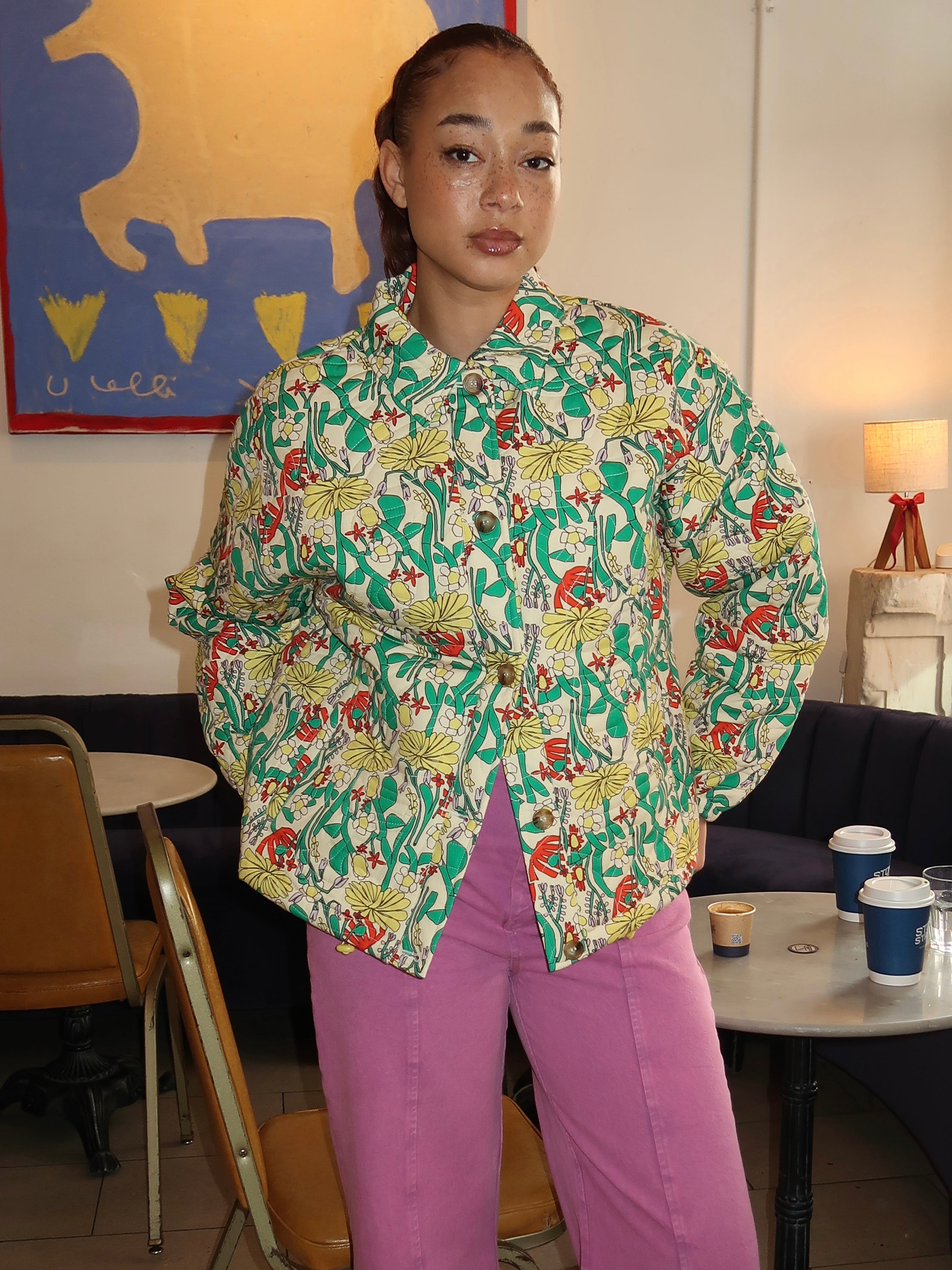 Color Herbalist Pattern Quilted Jacket