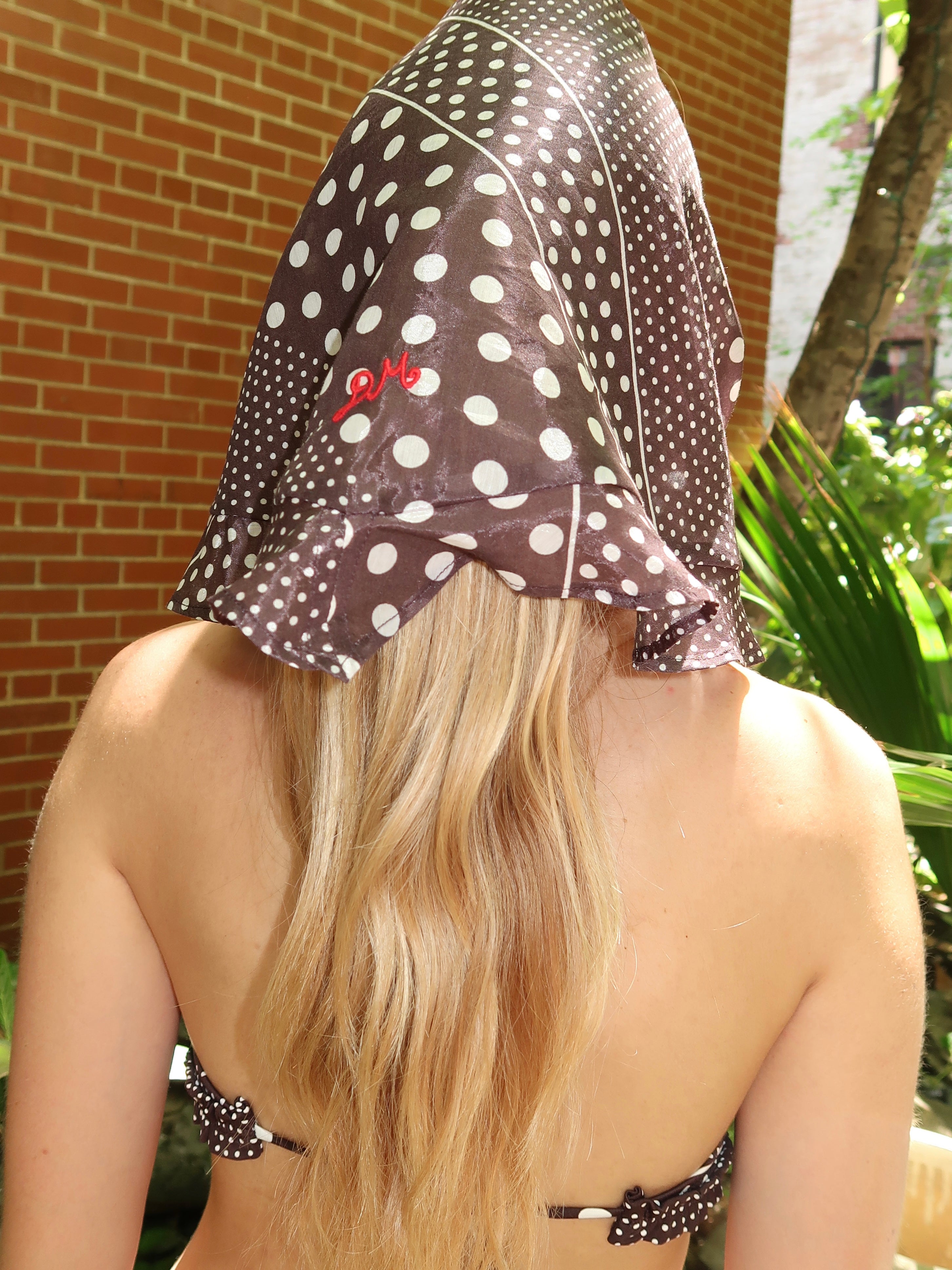 Frill Edge Headscarf in Spot Stripe