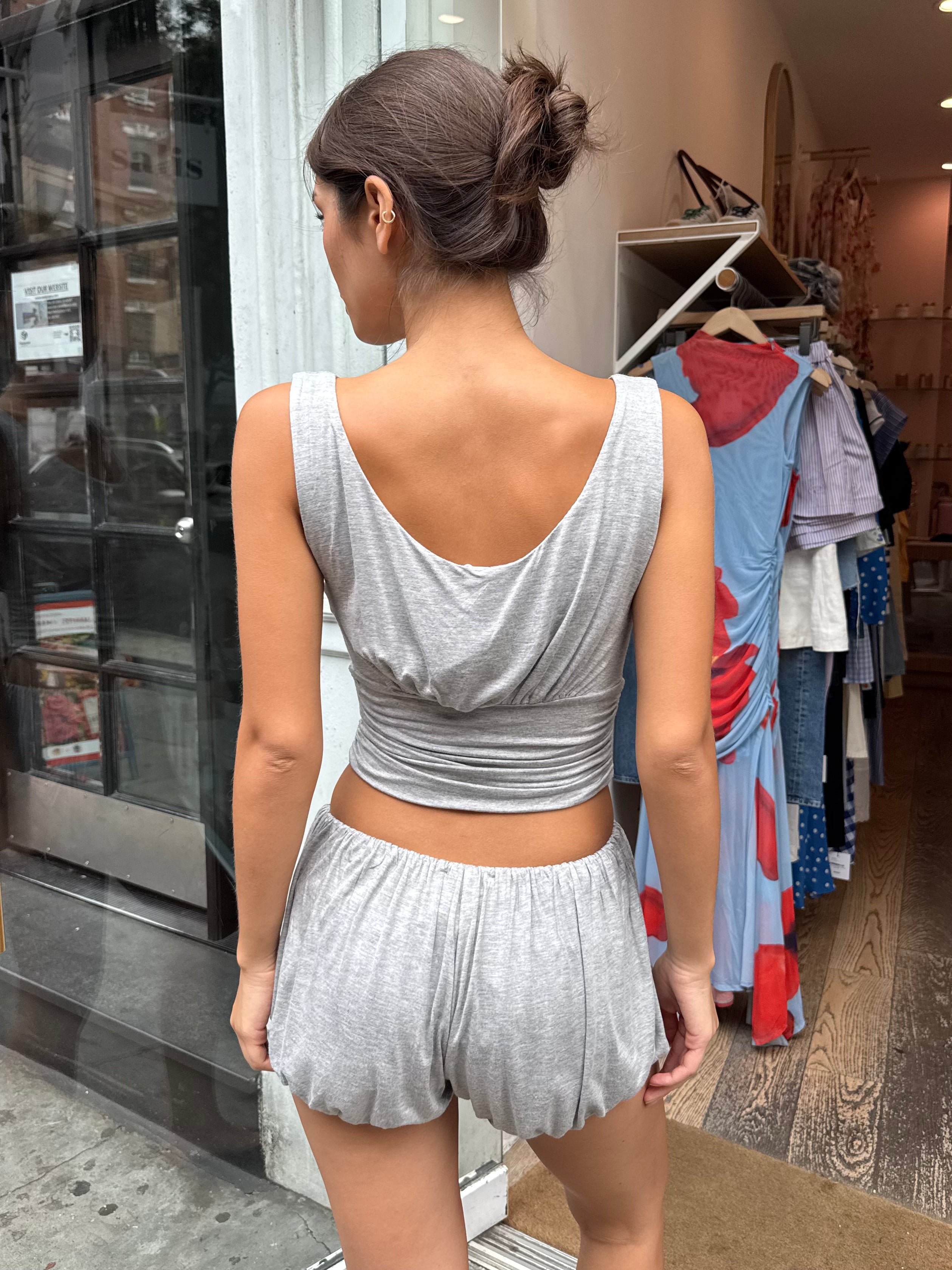 Huda Cowl Neck Top in Grey