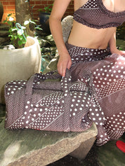 Quilted Weekender Bag in Dark Brown Spot Stripe