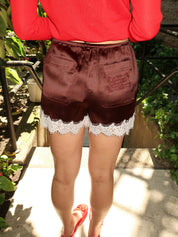 Charis Shorts in Choc Satin
