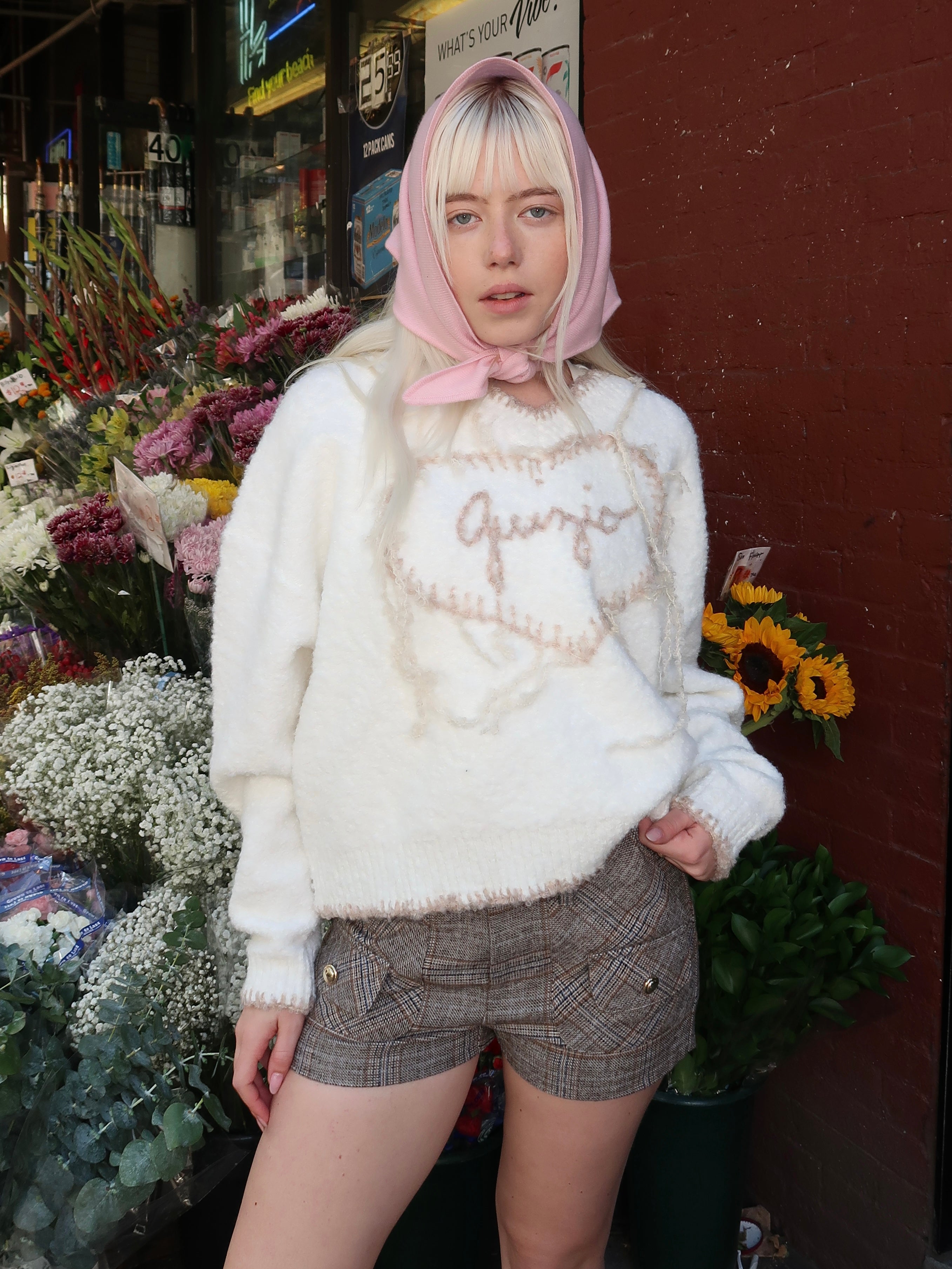 Guizio Heart Sweater in White