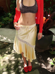 Delphia Satin Midi Skirt in Yellow