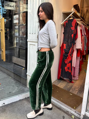 Velvet Stripe Crop Pant in Broccolini