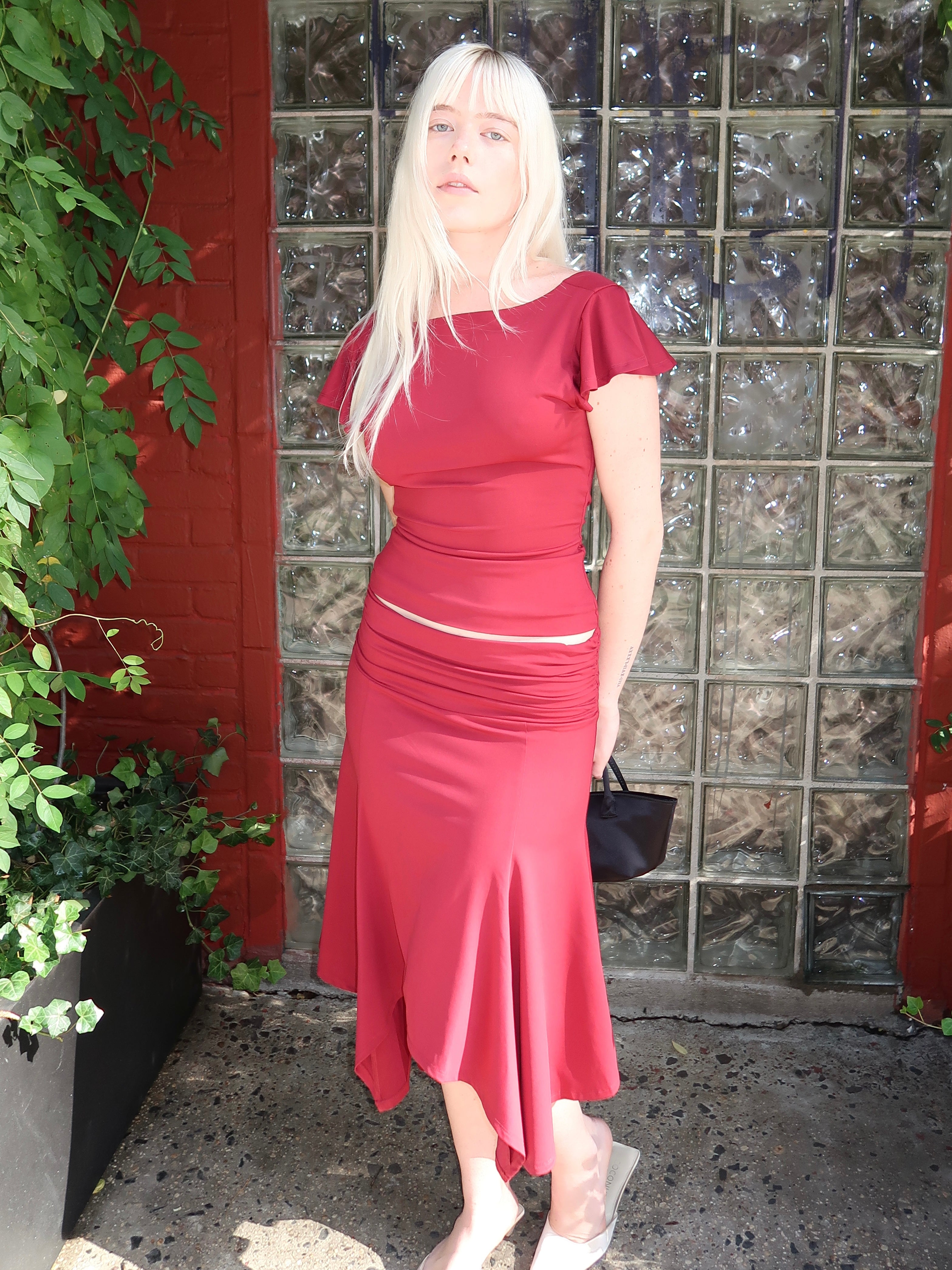 Soffiano Skirt in Bordeaux